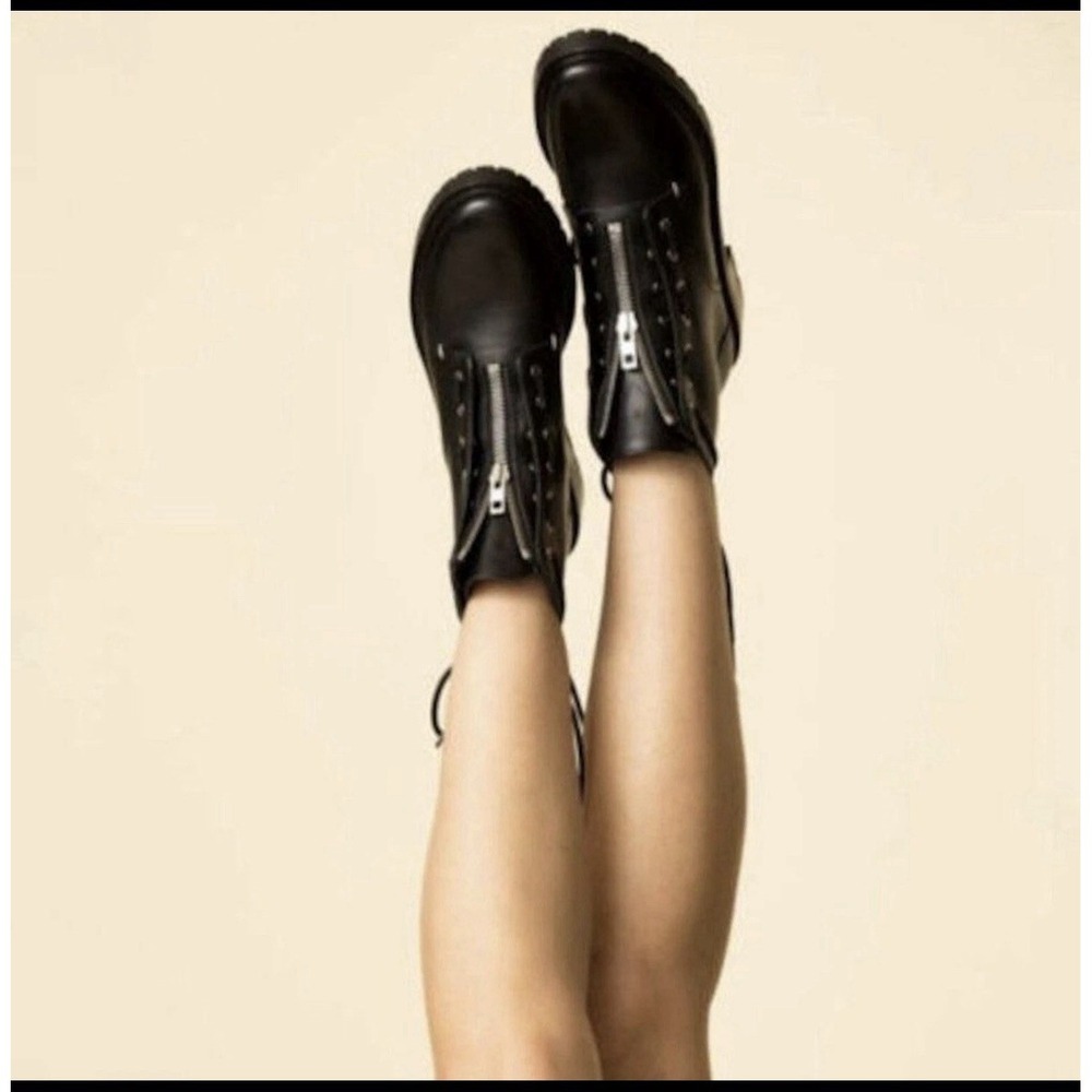 RAG & BONE Womens Cannon Combat Zipper Boots Black Leather Size 40 (9.5) $595 - Picture 2 of 10